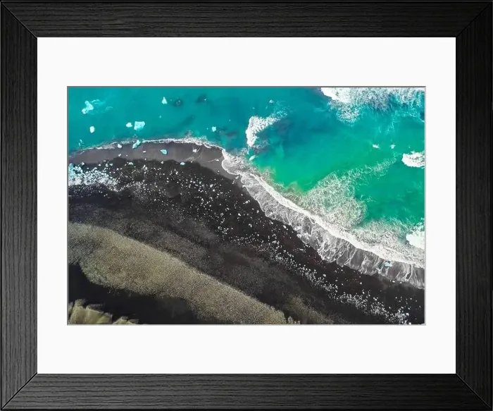 Framed Print : Aerial view of Diamond Beach in Iceland Europe Framed Print : Aerial view of Diamond Beach in Iceland Europe