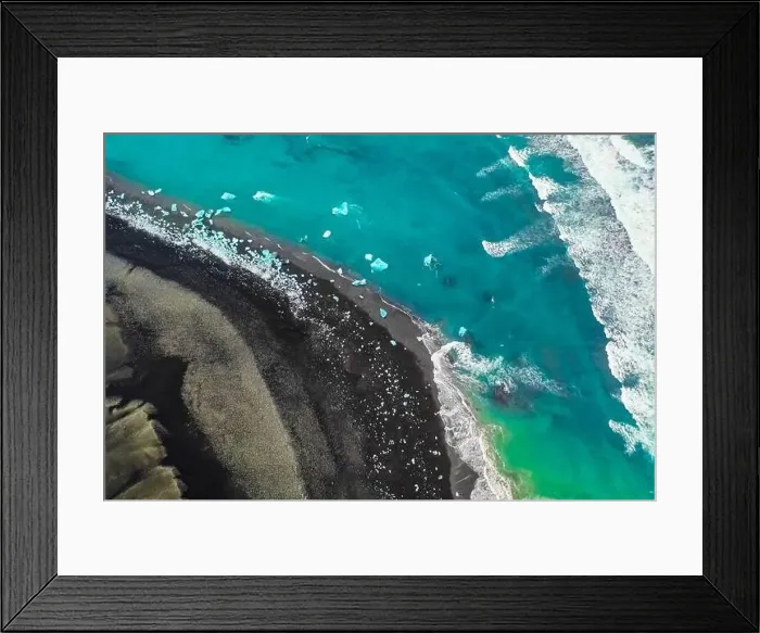 Framed Print : Aerial view of Diamond Beach in Iceland Europe Framed Print : Aerial view of Diamond Beach in Iceland Europe