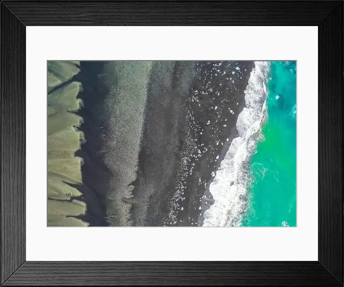 Framed Print : Aerial view of Diamond Beach in Iceland Europe Framed Print : Aerial view of Diamond Beach in Iceland Europe