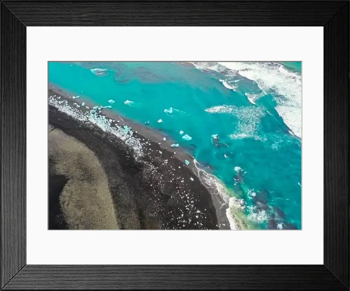Framed Print : Aerial view of Diamond Beach Iceland Europe Framed Print : Aerial view of Diamond Beach Iceland Europe