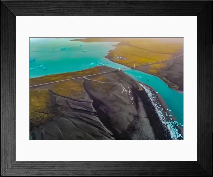 Framed Print : Aerial view of Diamond Beach Iceland Europe Framed Print : Aerial view of Diamond Beach Iceland Europe
