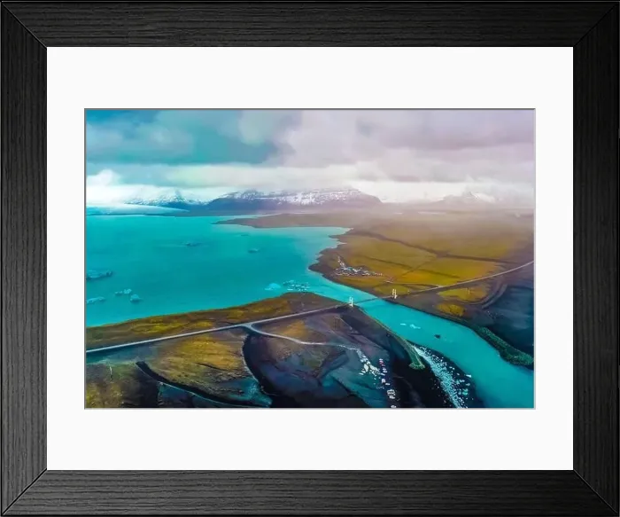 Framed Print : Aerial view of Diamond Beach Iceland Europe Framed Print : Aerial view of Diamond Beach Iceland Europe