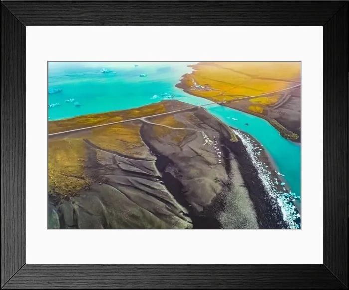 Framed Print : Aerial view of Diamond Beach Iceland Europe Framed Print : Aerial view of Diamond Beach Iceland Europe