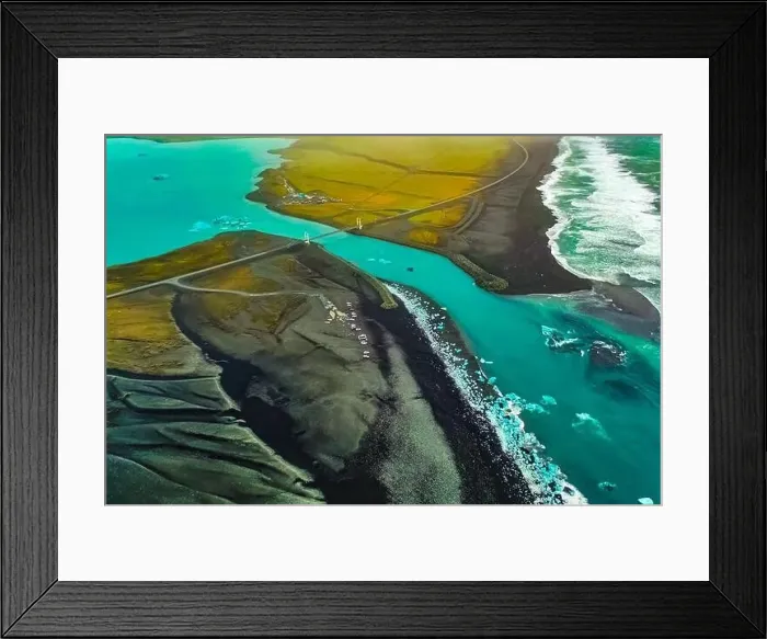 Framed Print : Aerial view of Diamond Beach Iceland Europe Framed Print : Aerial view of Diamond Beach Iceland Europe