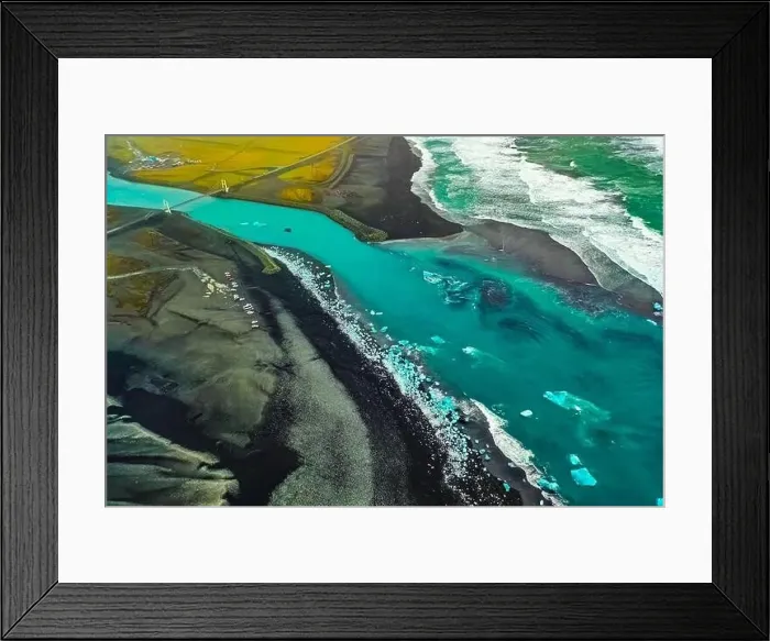 Framed Print : Aerial view of Diamond Beach Iceland Europe Framed Print : Aerial view of Diamond Beach Iceland Europe