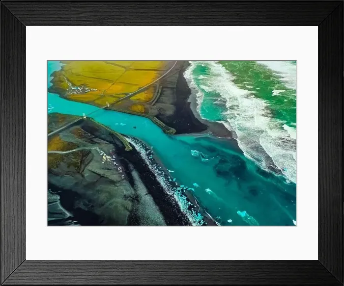 Framed Print : Aerial view of Diamond Beach Iceland Europe Framed Print : Aerial view of Diamond Beach Iceland Europe