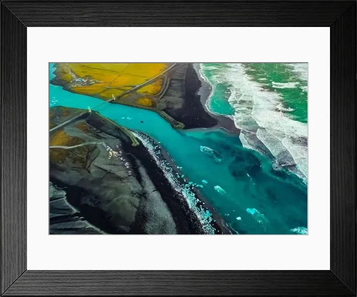 Framed Print : Aerial view of Diamond Beach Iceland Europe Framed Print : Aerial view of Diamond Beach Iceland Europe