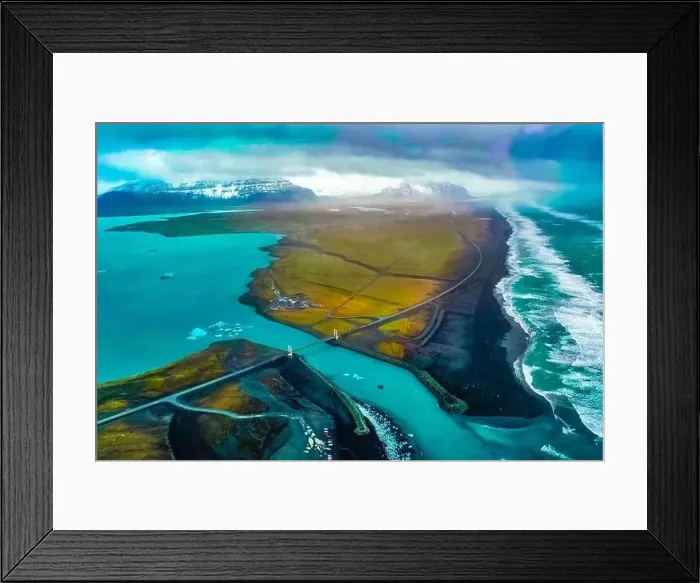 Framed Print : Aerial view of Diamond Beach Iceland Europe Framed Print : Aerial view of Diamond Beach Iceland Europe