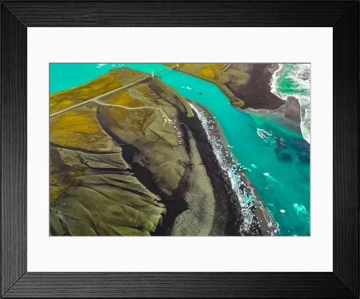 Framed Print : Aerial view of Diamond Beach Iceland Europe Framed Print : Aerial view of Diamond Beach Iceland Europe