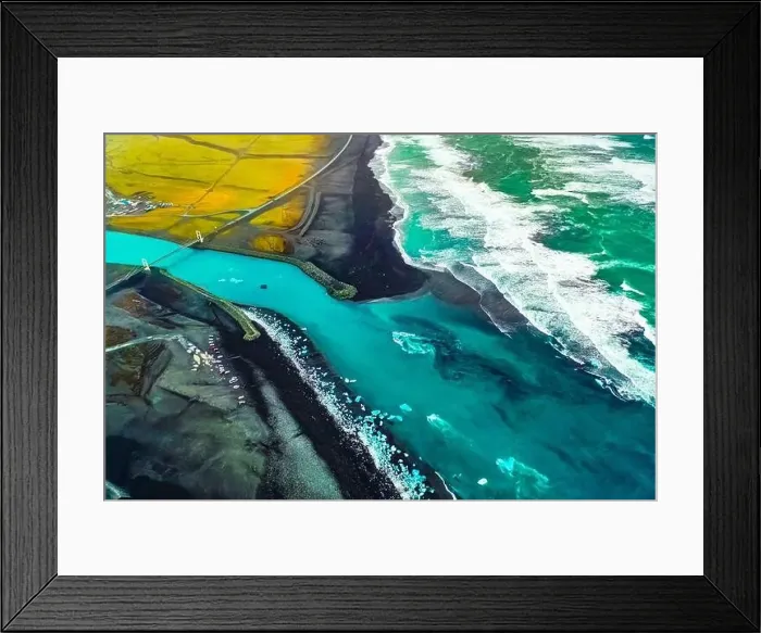 Framed Print : Aerial view of Diamond Beach Iceland Europe Framed Print : Aerial view of Diamond Beach Iceland Europe