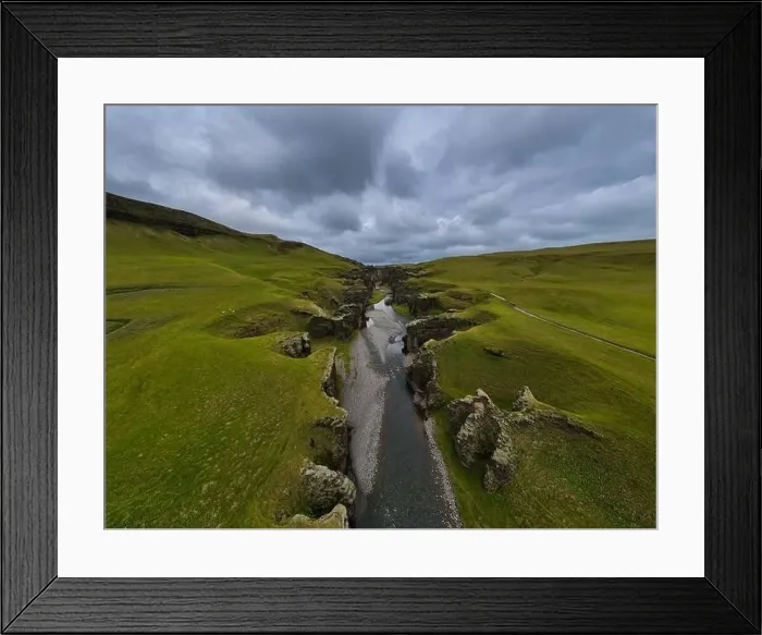 Framed Print : Beautiful aerial view of the Fjadrargljufur Canyon in Iceland on summer Framed Print : Beautiful aerial view of the Fjadrargljufur Canyon in Iceland on summer