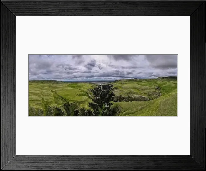Framed Print : Beautiful aerial view of the Fjadrargljufur Canyon in Iceland on summer