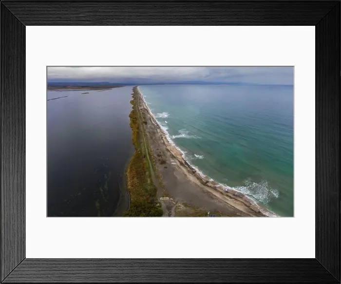 Framed Print : Aerial view of an incredibly long strip of land near Pomorie, Bulgaria Framed Print : Aerial view of an incredibly long strip of land near Pomorie, Bulgaria