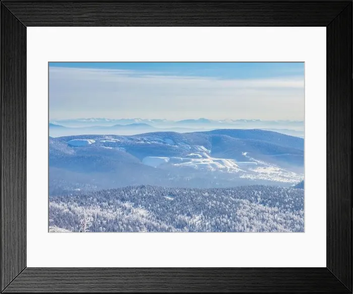 Framed Print : Sheregesh Kemerovo region ski resort in winter, landscape on mountain aerial top view Framed Print : Sheregesh Kemerovo region ski resort in winter, landscape on mountain aerial top view