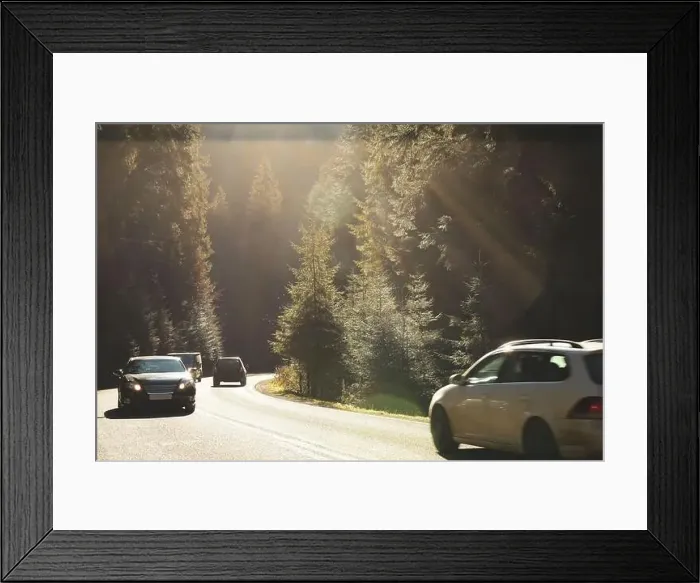 Framed Print : Road in Ukrainian Carpathian mountains in sunny day Framed Print : Road in Ukrainian Carpathian mountains in sunny day