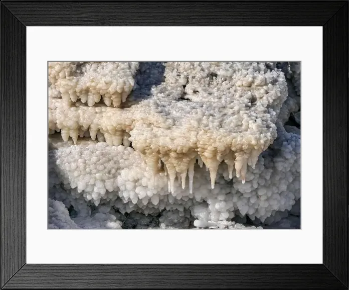 Framed Print : Salt crystals stalactites of the Dead Sea close-up Framed Print : Salt crystals stalactites of the Dead Sea close-up