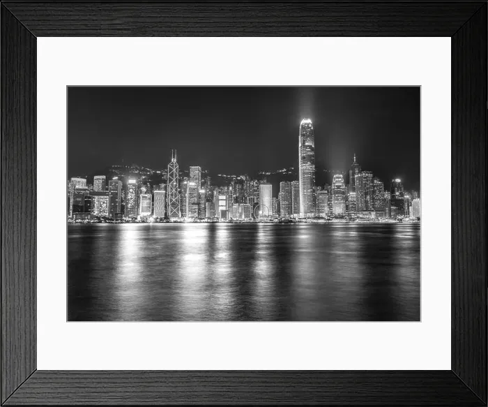 Framed Print : The incredible night cityscape view of lights on the water on Victoria Harbour in Hong Kong Framed Print : The incredible night cityscape view of lights on the water on Victoria Harbour in Hong Kong