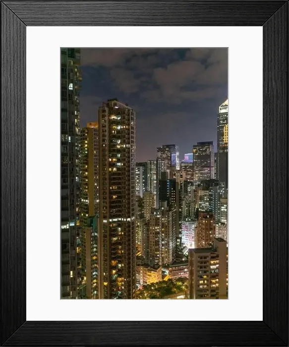 Framed Print : The amazing night and sunset view of cityscape and skyscrapers in Hong-Kong Framed Print : The amazing night and sunset view of cityscape and skyscrapers in Hong-Kong