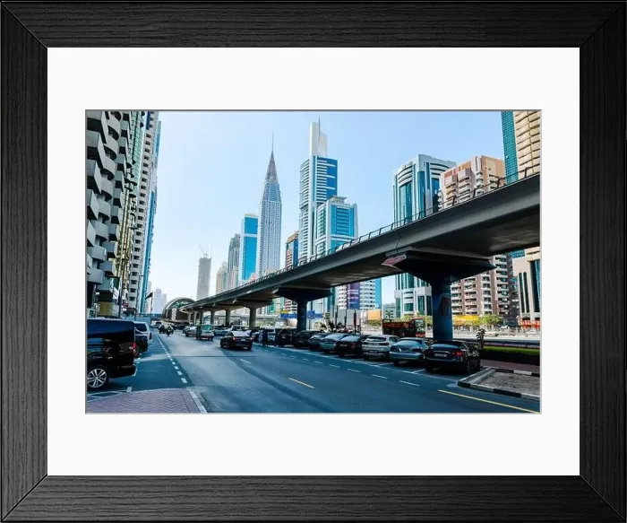 Framed Print : View on skyscrapers in Financial center of Dubai. Dubai, UAE Framed Print : View on skyscrapers in Financial center of Dubai. Dubai, UAE