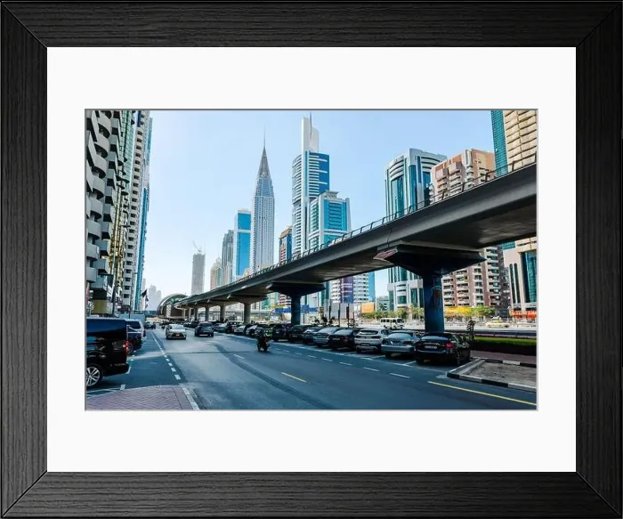 Framed Print : View on skyscrapers in Financial center of Dubai. Dubai, UAE Framed Print : View on skyscrapers in Financial center of Dubai. Dubai, UAE