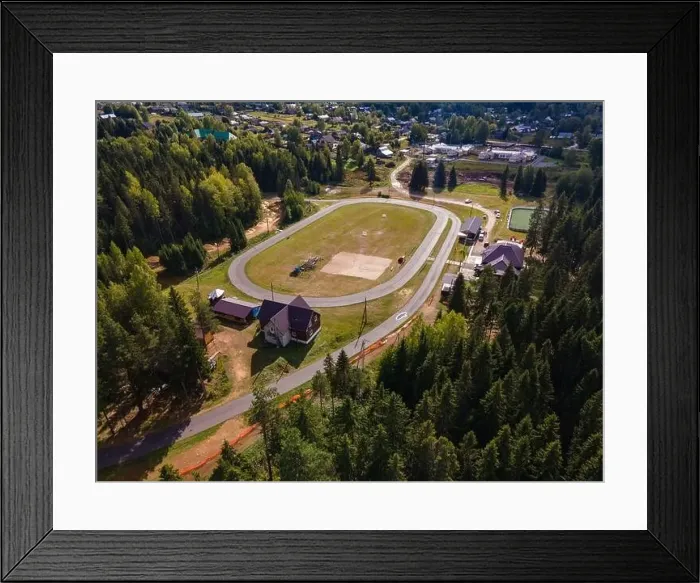 Framed Print : Picturesque scenery of asphalt road in village