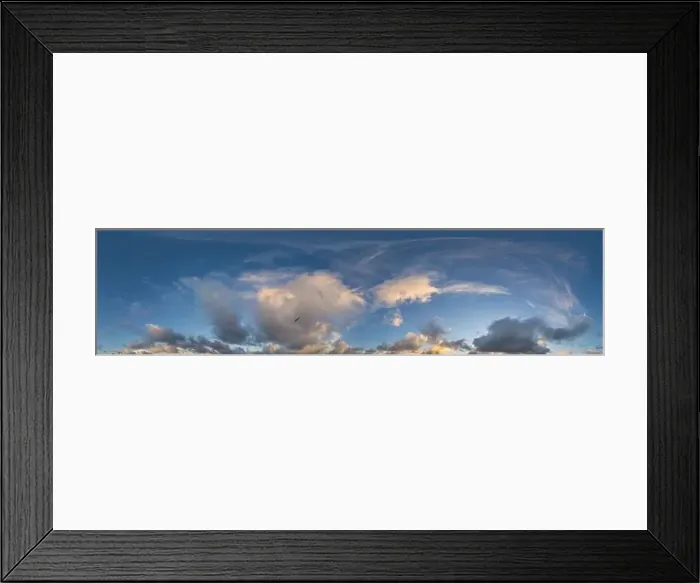 Framed Print : Dark blue sunset sky panorama with Cumulus clouds Framed Print : Dark blue sunset sky panorama with Cumulus clouds