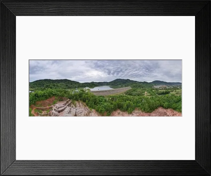Framed Print : Panorama landscape Aerial view drone shot of scenery mountain range tropical rainforest in thailand Framed Print : Panorama landscape Aerial view drone shot of scenery mountain range tropical rainforest in thailand