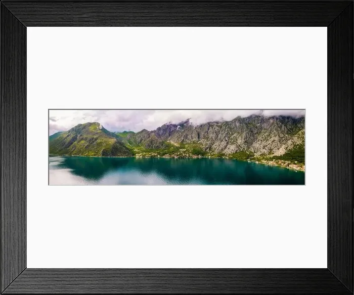 Framed Print : Panoramic view of amazing Kotor Bay and huge mountains in Montenegro Framed Print : Panoramic view of amazing Kotor Bay and huge mountains in Montenegro