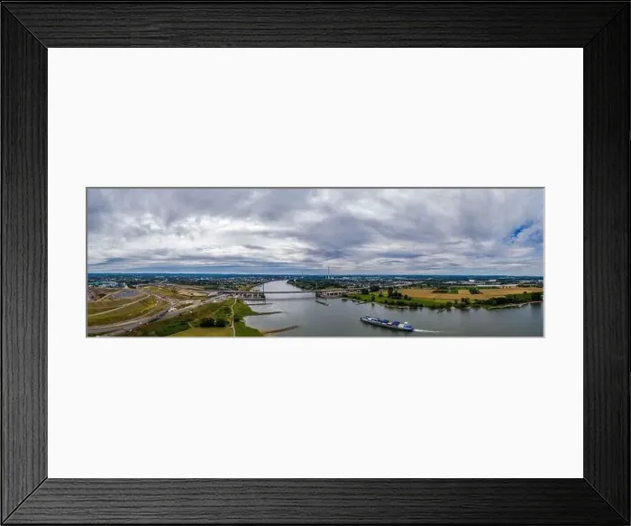 Framed Print : Panoramic view of the Rhine motorway bridge near Leverkusen