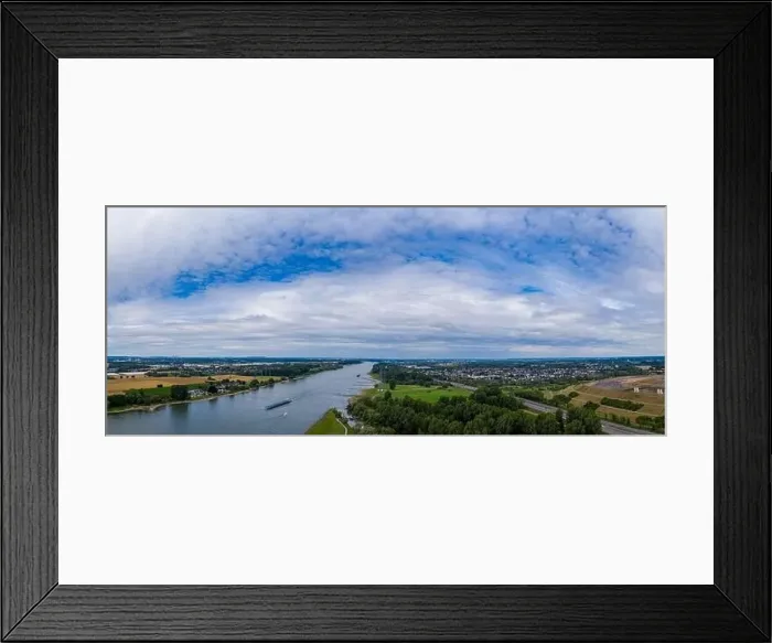 Framed Print : Panoramic view of the Rhine river near Leverkusen Framed Print : Panoramic view of the Rhine river near Leverkusen