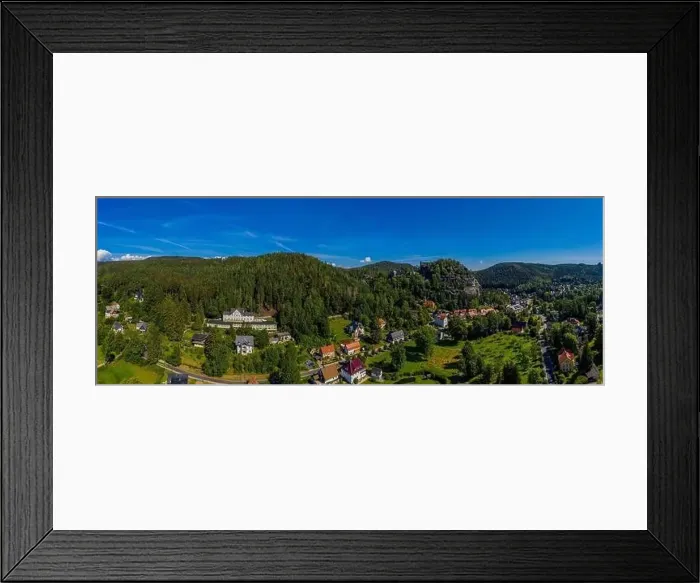 Framed Print : Panoramic view of Mount Oybin and the ruins of the monastery church and the castle Framed Print : Panoramic view of Mount Oybin and the ruins of the monastery church and the castle
