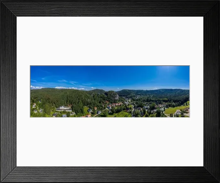 Framed Print : Panoramic view of Mount Oybin and the ruins of the monastery church and the castle Framed Print : Panoramic view of Mount Oybin and the ruins of the monastery church and the castle