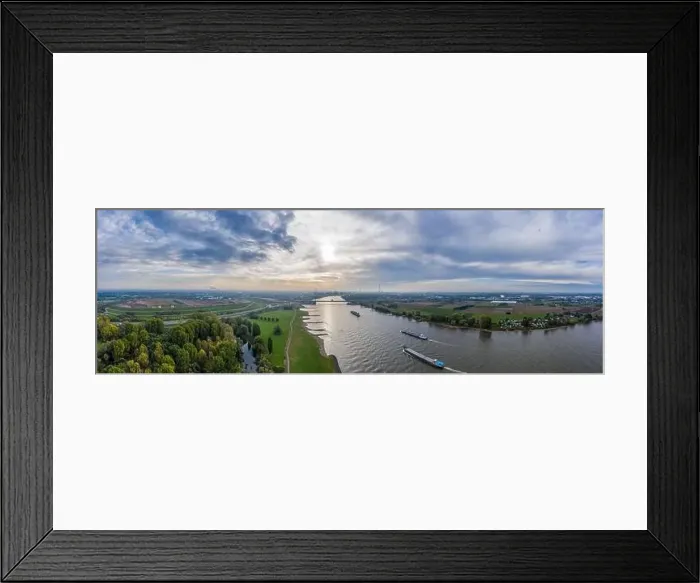 Framed Print : Panoramic view on the Rhine at Leverkusen