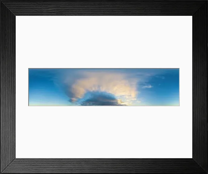 Framed Print : Dark blue sunset sky panorama with Cumulus clouds Framed Print : Dark blue sunset sky panorama with Cumulus clouds