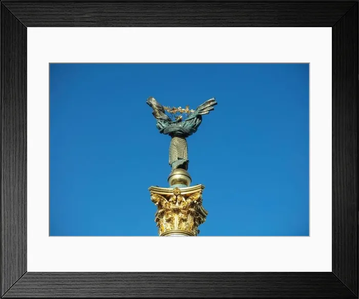 Framed Print : Kyiv, Ukraine - October 6, 2021: Independence Monument in Kyiv. View from drone Framed Print : Kyiv, Ukraine - October 6, 2021: Independence Monument in Kyiv. View from drone