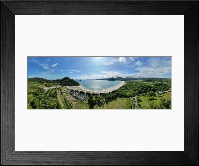 Framed Print : Aerial view of Selong Belanak, Tropical island with sandy beach and turquoise ocean with waves Framed Print : Aerial view of Selong Belanak, Tropical island with sandy beach and turquoise ocean with waves