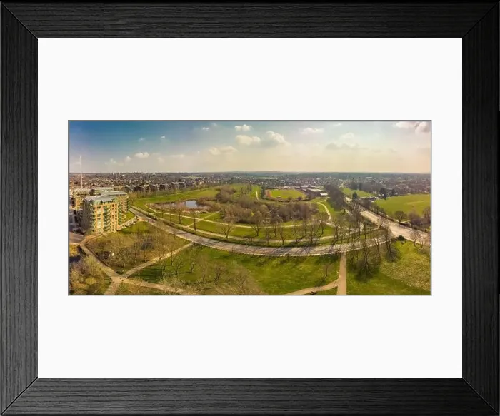 Framed Print : Aerial drone panoramic image of Kidbrooke Village, London, UK Framed Print : Aerial drone panoramic image of Kidbrooke Village, London, UK