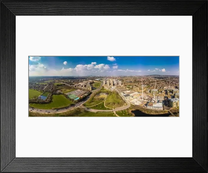 Framed Print : Aerial drone panoramic image of Kidbrooke Village, London, UK Framed Print : Aerial drone panoramic image of Kidbrooke Village, London, UK