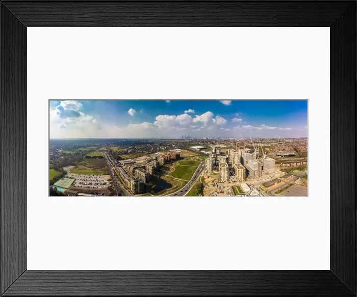 Framed Print : Aerial drone panoramic image of Kidbrooke Village, London, UK Framed Print : Aerial drone panoramic image of Kidbrooke Village, London, UK