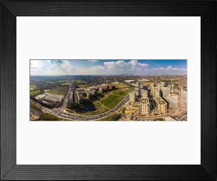 Framed Print : Aerial drone panoramic image of Kidbrooke Village, London, UK Framed Print : Aerial drone panoramic image of Kidbrooke Village, London, UK