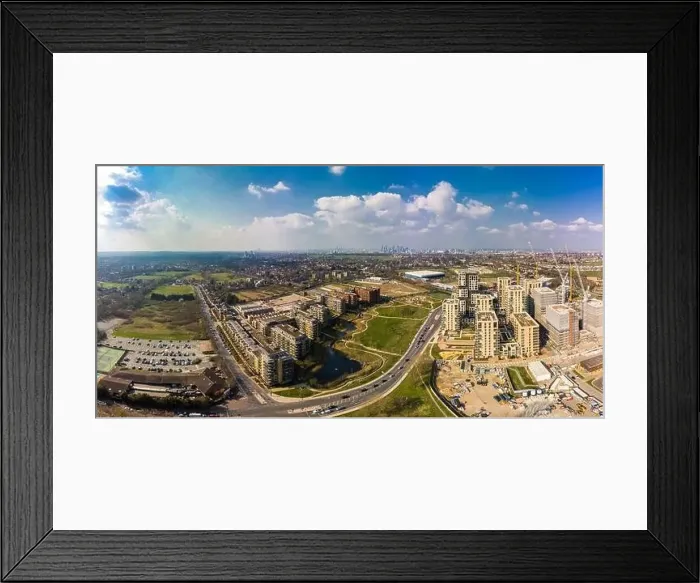Framed Print : Aerial drone panoramic image of Kidbrooke Village, London, UK Framed Print : Aerial drone panoramic image of Kidbrooke Village, London, UK