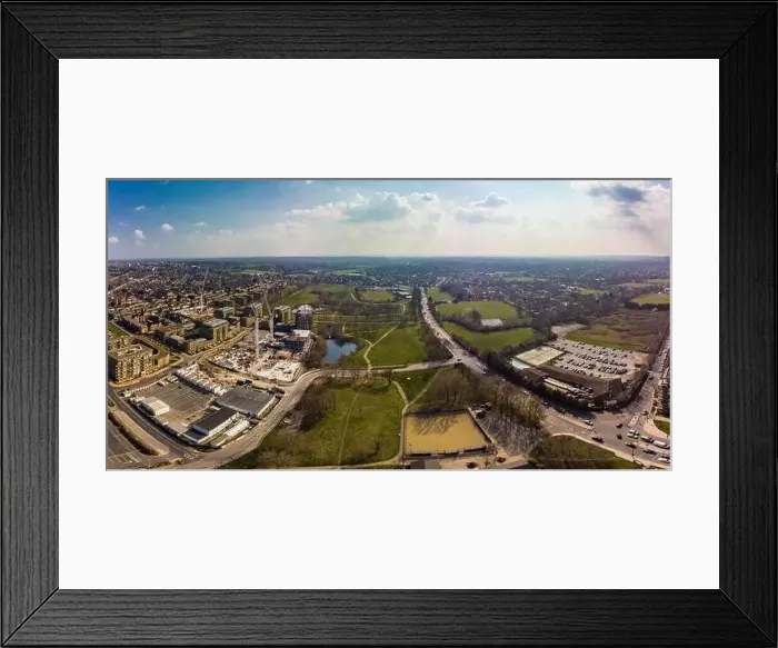 Framed Print : Aerial drone panoramic image of Kidbrooke Village, London, UK Framed Print : Aerial drone panoramic image of Kidbrooke Village, London, UK