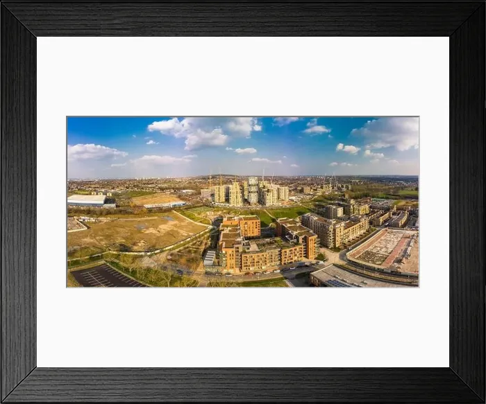 Framed Print : Aerial drone panoramic image of Kidbrooke Village, London, UK Framed Print : Aerial drone panoramic image of Kidbrooke Village, London, UK