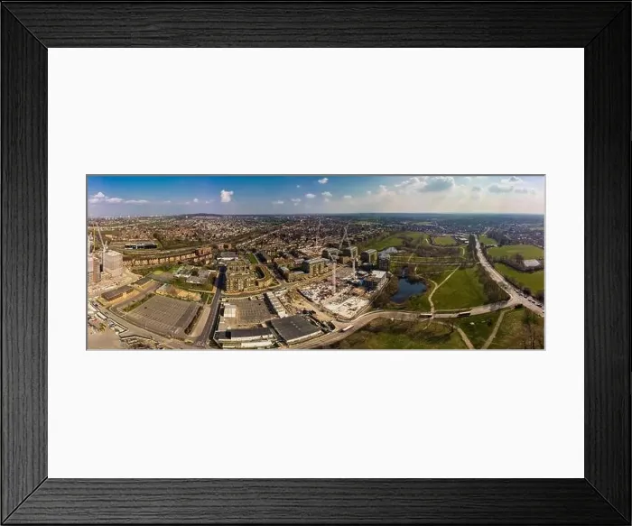 Framed Print : Aerial drone panoramic image of Kidbrooke Village, London, UK Framed Print : Aerial drone panoramic image of Kidbrooke Village, London, UK