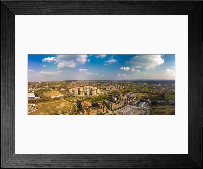 Framed Print : Aerial drone panoramic image of Kidbrooke Village, London, UK Framed Print : Aerial drone panoramic image of Kidbrooke Village, London, UK