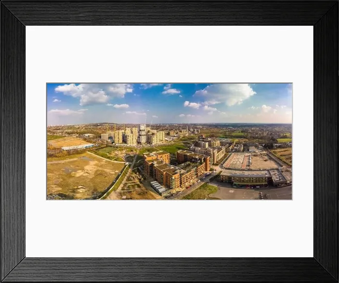 Framed Print : Aerial drone panoramic image of Kidbrooke Village, London, UK Framed Print : Aerial drone panoramic image of Kidbrooke Village, London, UK