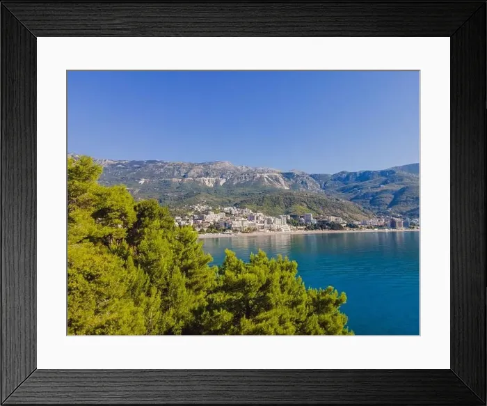 Framed Print : Aerophotography. View from flying drone. Panoramic cityscape of Budva, Montenegro. Top View. Beautiful destinations Framed Print : Aerophotography. View from flying drone. Panoramic cityscape of Budva, Montenegro. Top View. Beautiful destinations