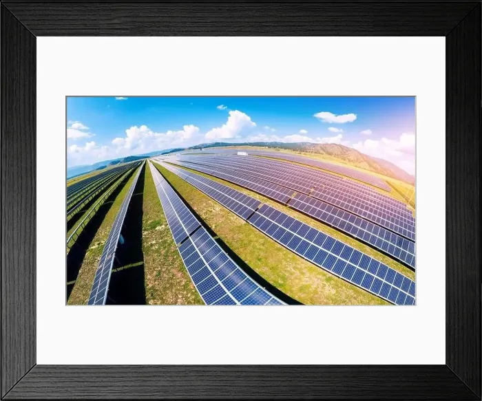 Framed Print : Solar panels on sunny day aerial top view, power farm producing clean green energy Framed Print : Solar panels on sunny day aerial top view, power farm producing clean green energy