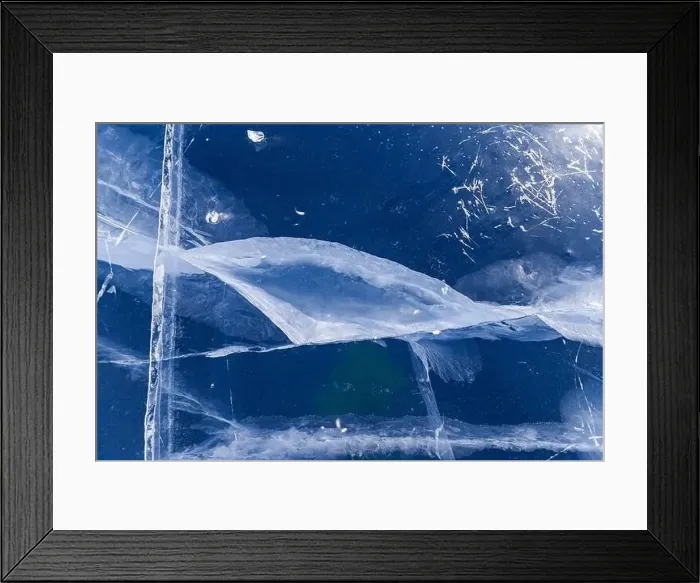 Framed Print : Texture with cracked pure ice Lake Baikal winter top view Framed Print : Texture with cracked pure ice Lake Baikal winter top view