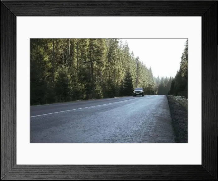 Framed Print : Road in Ukrainian Carpathian mountains in sunny day Framed Print : Road in Ukrainian Carpathian mountains in sunny day